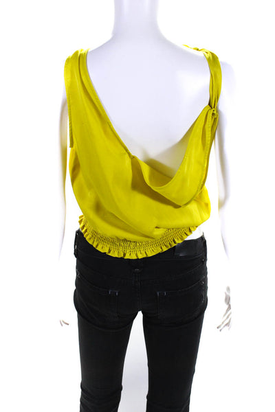 Maeve Anthropologie Womens Sleeveless Smocked Tie Front Satin Top Yellow Size 4