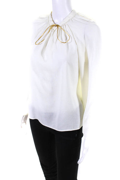 Maje Womens 3/4 Sleeve Keyhole Neckline Silk Shirt White Size 1