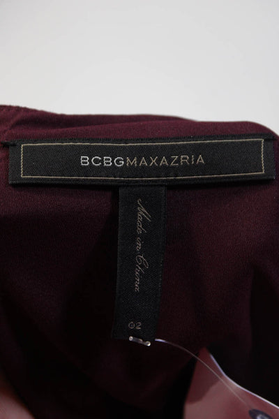BCBGMAXAZRIA Womens Back Zip Short SLeeve Faux Suede Flare Dress Pink Size 2