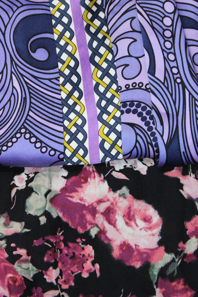 Joie Alice + Trixie Womens Printed Satin Silk Tops Purple Black Size XS Lot 2