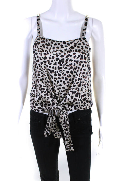 krisa Womens Brown Leopard Tie Cami Size 4 12953262