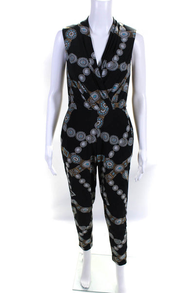 Lauren Ralph Lauren Womens Black Printed Jersey Jumpsuit Size 2 14063515