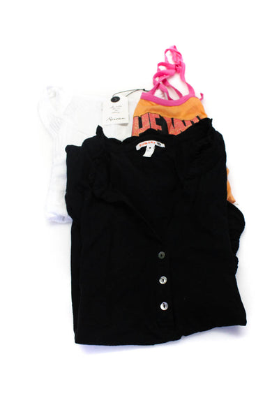Sundry Chaser Rowan Womens Black Puff Short Sleeve Blouse Top Size S Lot 3