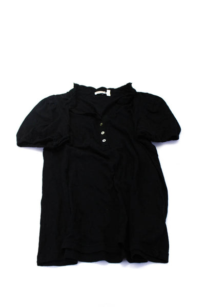 Sundry Chaser Rowan Womens Black Puff Short Sleeve Blouse Top Size S Lot 3