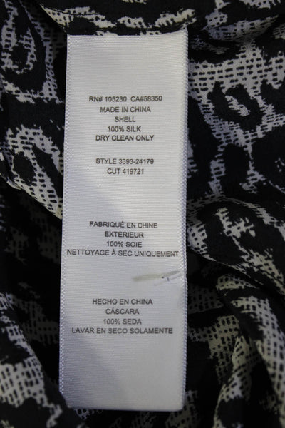 Joie Womens Silk Animal Print Button Down Blouse White Black Size Extra Small