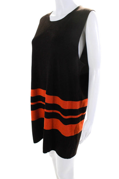 ACNE Studio Womens Striped Sleeveless Tight Knit Tank Dress Brown Orange Size L