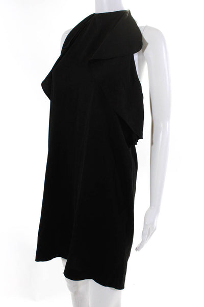 Theory Womens Silk Ruffled Sleeveless Halter Neck Knee-Length Dress Black Size 8