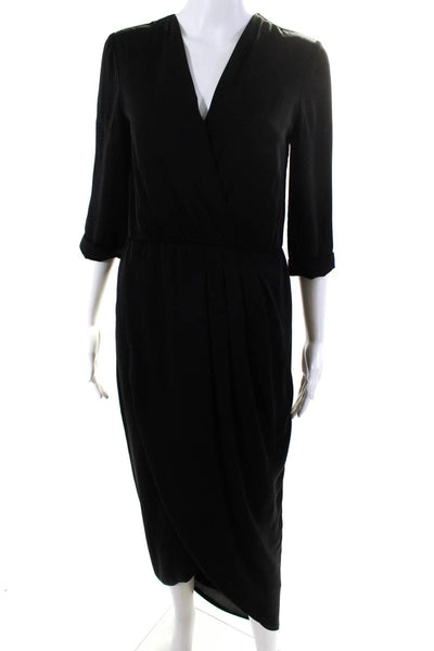 Amanda Uprichard Womens Black Timeless Wrap Dress Size 2 12895721