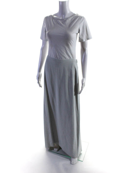 Carmen Marc Valvo Signature Womens Back Pleated Sipped Maxi Skirt Blue Size 8