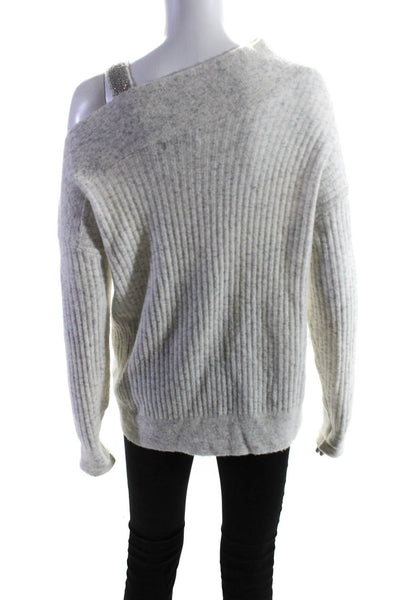 Bailey 44 Womens Wool Ribbed Studded Strapped Long Sleeve Sweater Gray Size M