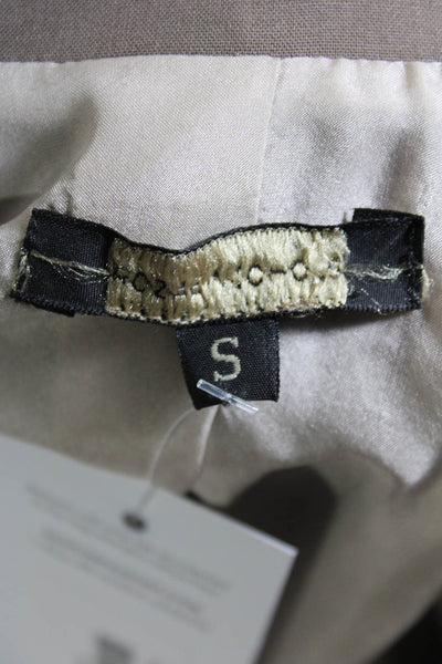 Rozae Nichols Women's Wool Silk Lined Hook Eye Blazer Jacket Brown Size S