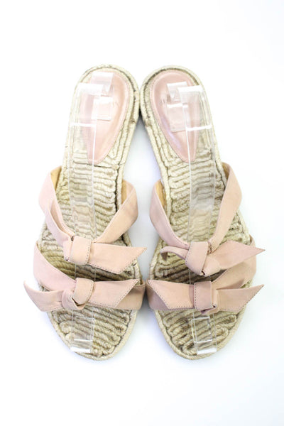 Alexandre Birman Women's Double Straps Espadrille Flat Sandals Beige Size 8.5