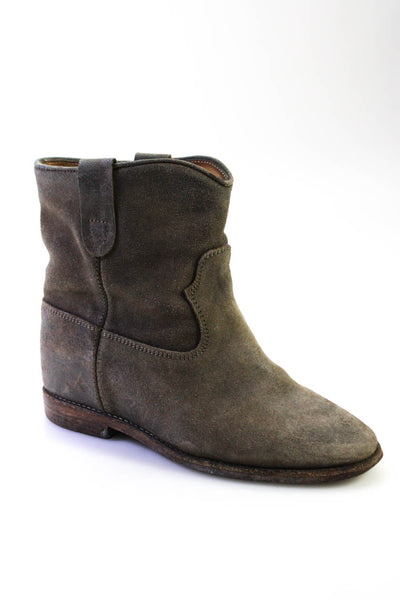 Isabel Marant Women's Round Toe Suede Western Style Bootie Gray Size 8