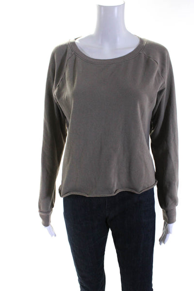 Nation LTD Womens Ribbed Round Neck Long Sleeve Pullover Sweatshirt Beige Size S