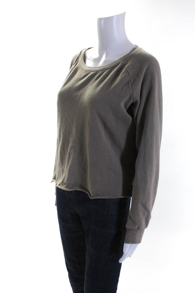 Nation LTD Womens Ribbed Round Neck Long Sleeve Pullover Sweatshirt Beige Size S