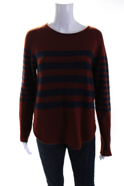 Filoro Womens Cashmere Striped Print Long Sleeve Pullover Sweater Red Size S