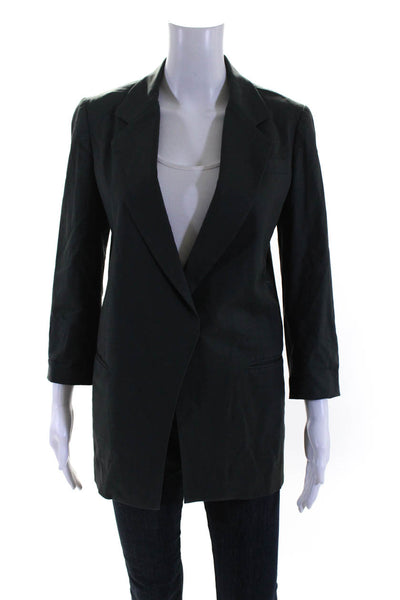 Elizabeth and James Womens Cotton Button Collared Long Sleeve Blazer Gray Size 2