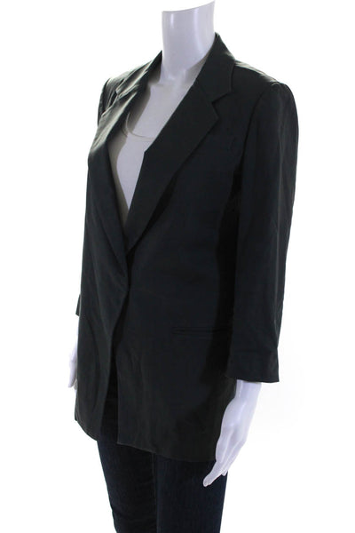 Elizabeth and James Womens Cotton Button Collared Long Sleeve Blazer Gray Size 2