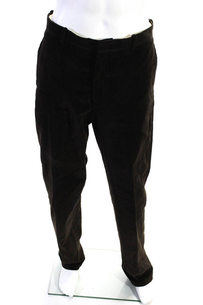 Corbin Men's Flat Front Straight Leg Corduroy Pant Dark Brown Size 33