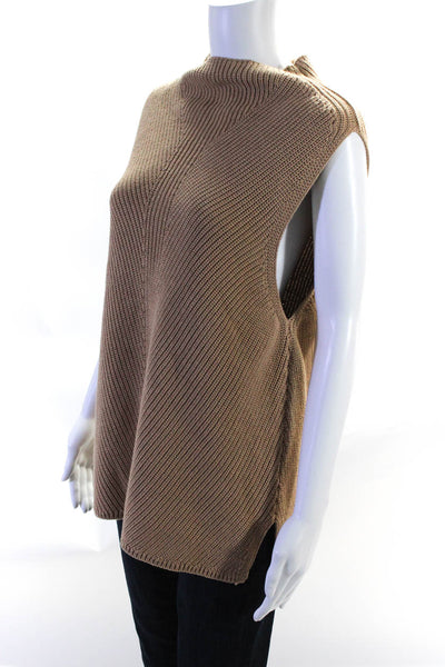 Max Studio Women's Sleeveless Cotton Pullover Sweater Vest Tan Size XL