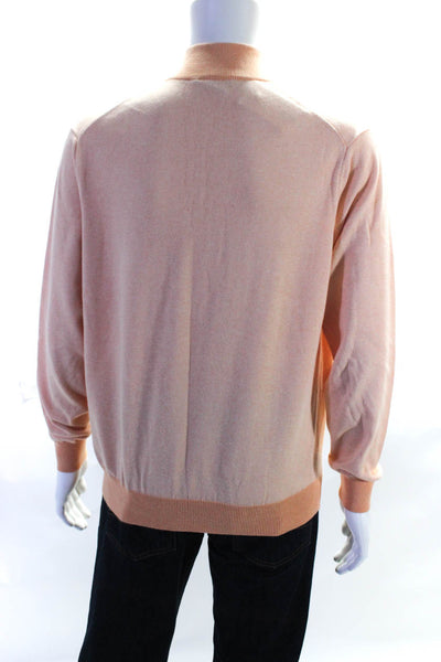 Jos A Bank Men's Long Sleeve 1/4 Zip Knit Cotton Pullover Sweater Orange Size M