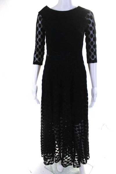 Fuzzi Womens Black Black Dot Gown Size 2 10748060
