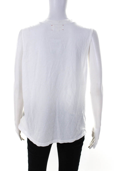 Xirena Women's Printed Sleeveless Crewneck T-Shirt White Size L