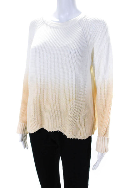 Cotton By Autumn Cashmere Women's Ombre Crewneck Sweater Orange White Size L