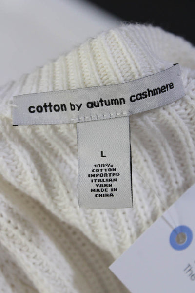 Cotton By Autumn Cashmere Women's Ombre Crewneck Sweater Orange White Size L