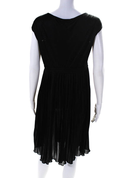 John Richmond Womens Short Sleeve V Neck Pleated Knit Dress Black Size IT 42