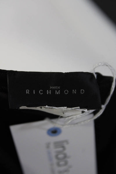 John Richmond Womens Short Sleeve V Neck Pleated Knit Dress Black Size IT 42