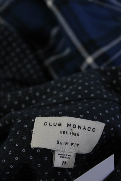 Club Monaco Mens Cotton Spotted Collared Button Up Casual Shirt Navy Size M