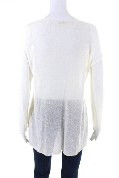 Estelle Womens Long Sleeves Pullover V Neck Sweater White Size Small