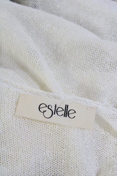 Estelle Womens Long Sleeves Crew Neck Pullover Sweater White Size Small