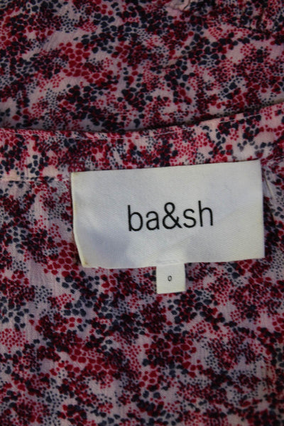Ba&Sh Womens Floral Print V Neck Button Down Long Sleeves Blouse Red Size 0