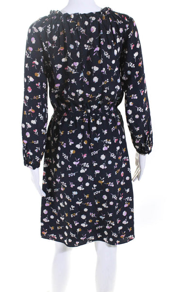 Rebecca Taylor Womens Silk Floral Print Long Sleeves Dress Black Size 0