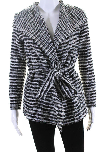 IRO Womens Belted Lunaspe Sweater Jacket Black White Wool Size EUR 34