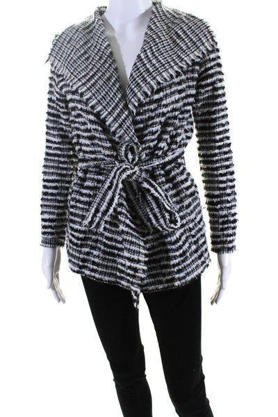 IRO Womens Belted Lunaspe Sweater Jacket Black White Wool Size EUR 34