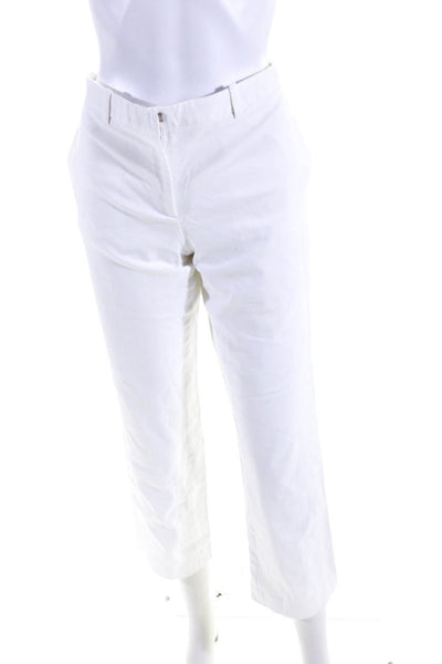 Theory Womens Low-Rise Hook and Eye Straight Leg Trousers Pants White Size 10