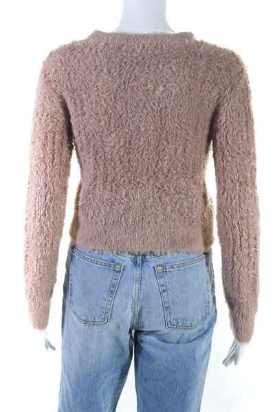 Jonathan Simkhai Womens Fuzzy Knit Button Up Cardigan Sweater Pink Size XS