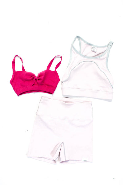Live the Process Nylora Womens Crop Tops Shorts Pink Size Small Medium Lot 3