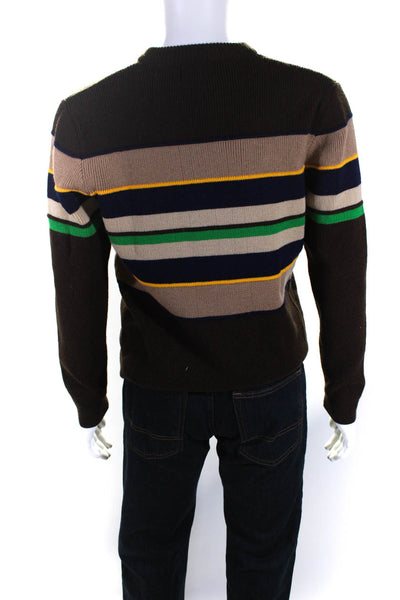 Silton Mens Pullover Crew Neck Striped Sweatshirt Dark Brown Size Large