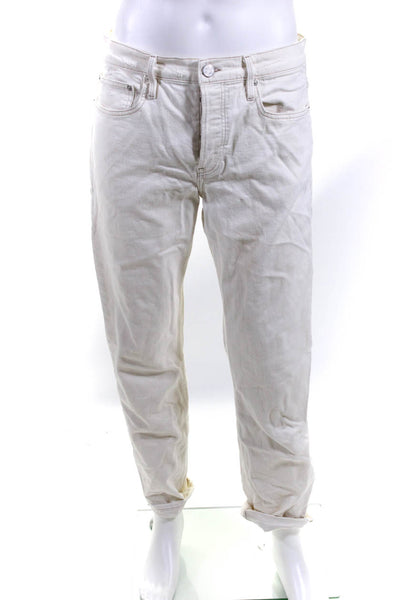 Frame Mens Button Fly Straight Leg Jeans White Denim Size 31
