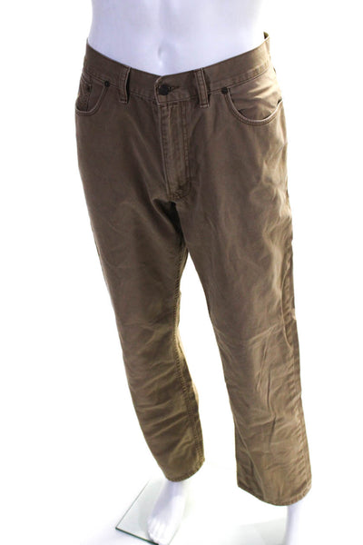 Polo Ralph Lauren Mens Flat Front Straight Khaki Pants Light Brown Size 35x32