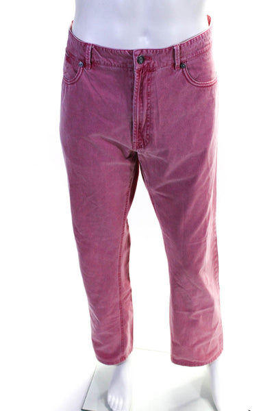 Peter Millar Mens Cotton Flat Front Straight Leg Khaki Chino Pants Pink Size 38