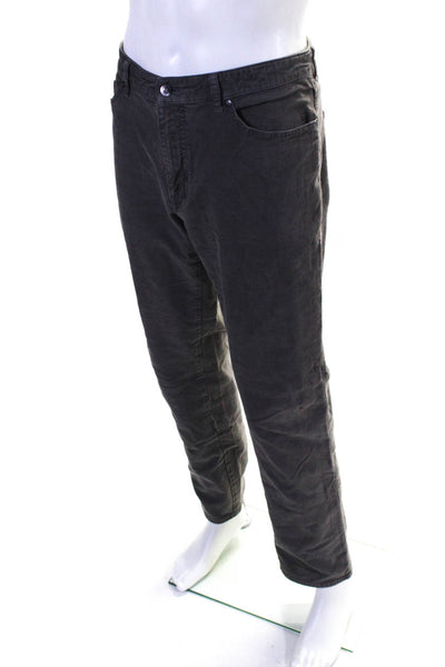 Peter Millar Mens Corduroy Flat Front Straight Leg Zippered Pants Gray Size 36