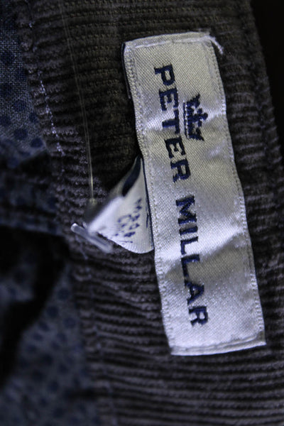 Peter Millar Mens Corduroy Flat Front Straight Leg Zippered Pants Gray Size 36