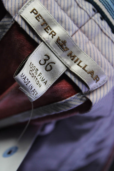 Peter Millar Mens Flat Front Cotton 9" Inseam Khaki Chino Shorts Pink Size 36