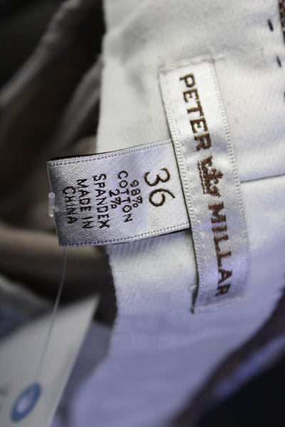 Peter Millar Mens Cotton Flat Front 9" Inseam Khaki Chino Shorts Beige Size 36