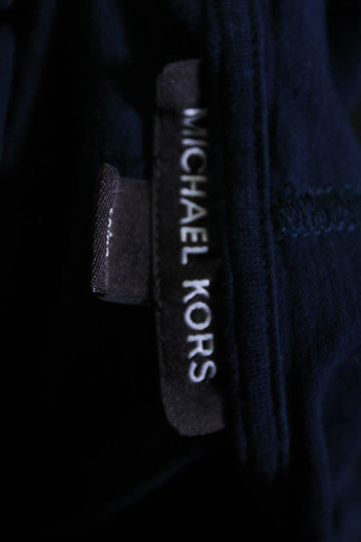 Michael Kors Womens Long Sleeve Drawstring Hoodie Tee Shirt Navy Blue Size Large